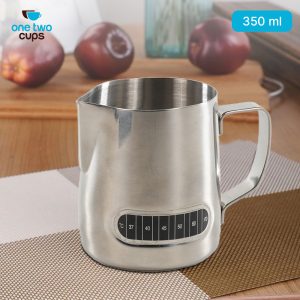 One Two Cups Gelas Milk Jug Latte Art Espresso Thermometer 350ml - L-2016 - Silver