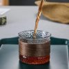 QUHE Gelas Whisky Cocktail Japanese Style Rock Glass Wood Sleeve 130ml Hammer - Q13 - Transparent
