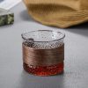 QUHE Gelas Whisky Cocktail Japanese Style Rock Glass Wood Sleeve 130ml Hammer - Q13 - Transparent