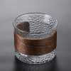 QUHE Gelas Whisky Cocktail Japanese Style Rock Glass Wood Sleeve 130ml Hammer - Q13 - Transparent